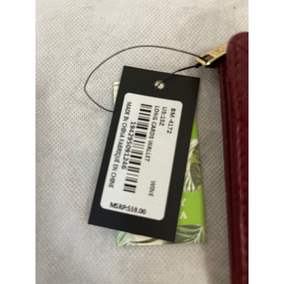 Badgley Mischka Burgundy Quilted Long Card Wallet NWT - Picture 2 of 4